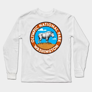 Olympic National Park Washington Vintage Mountain Goat Laptop Long Sleeve T-Shirt